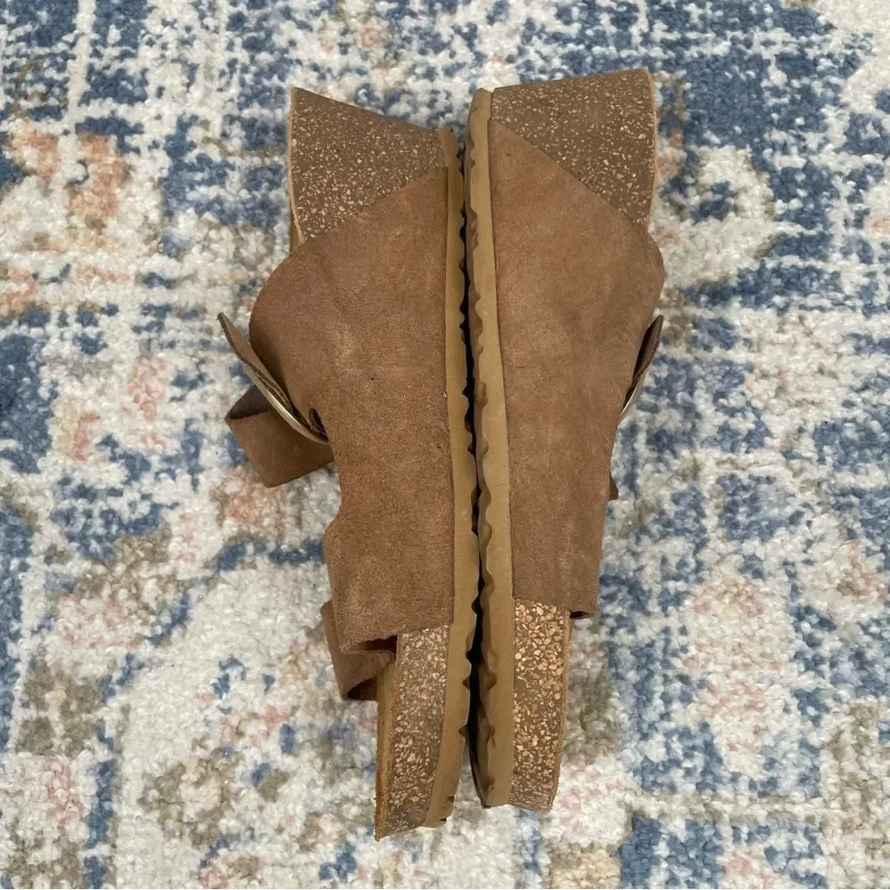 Yokono Nubuck Sandals Women’s Size 9.5 Tan Leather Upper Rubber Sole